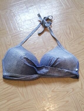 La Vie en Rose denim style wrap tie bikini top